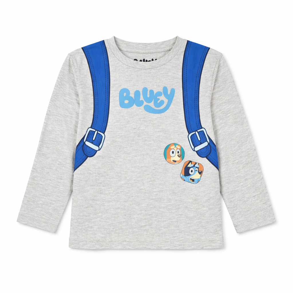 💙 Bluey Backpack Print Unisex Full Sleeve T-Shirt – Grey
