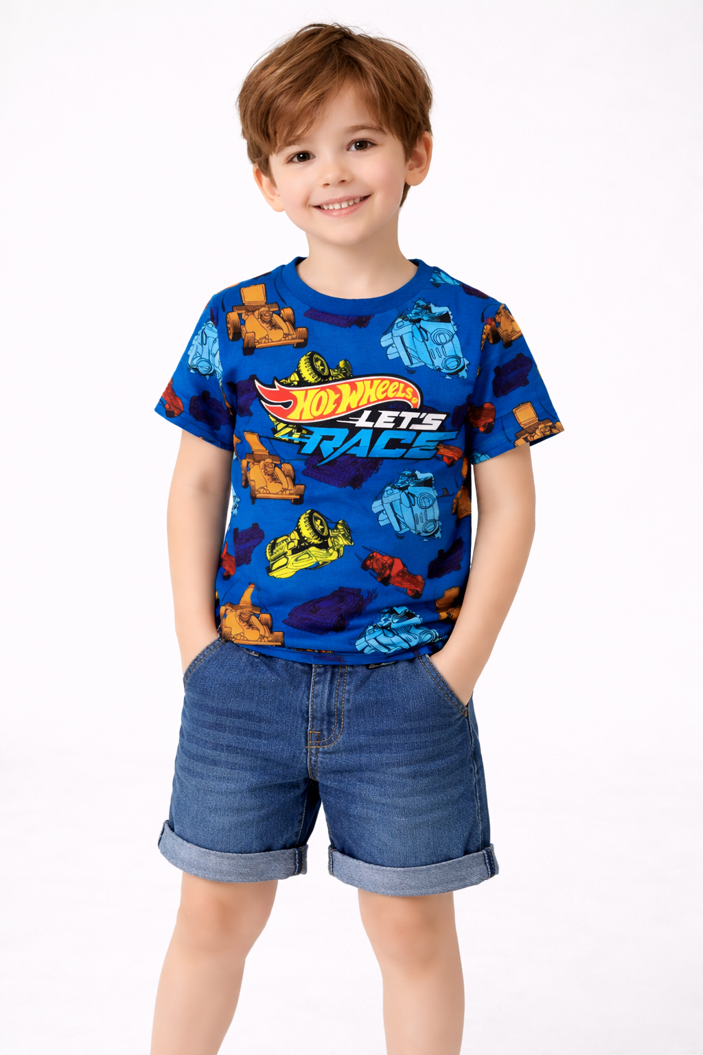 🚗 Hot Wheels “Let’s Race” Boys T-Shirt – Blue