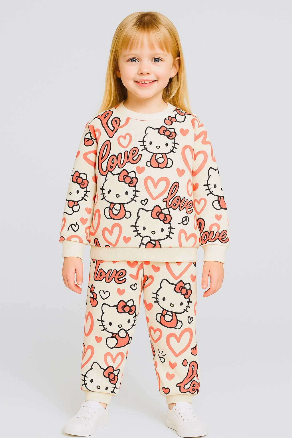 Hello Kitty Love Print Girls Tracksuit Set