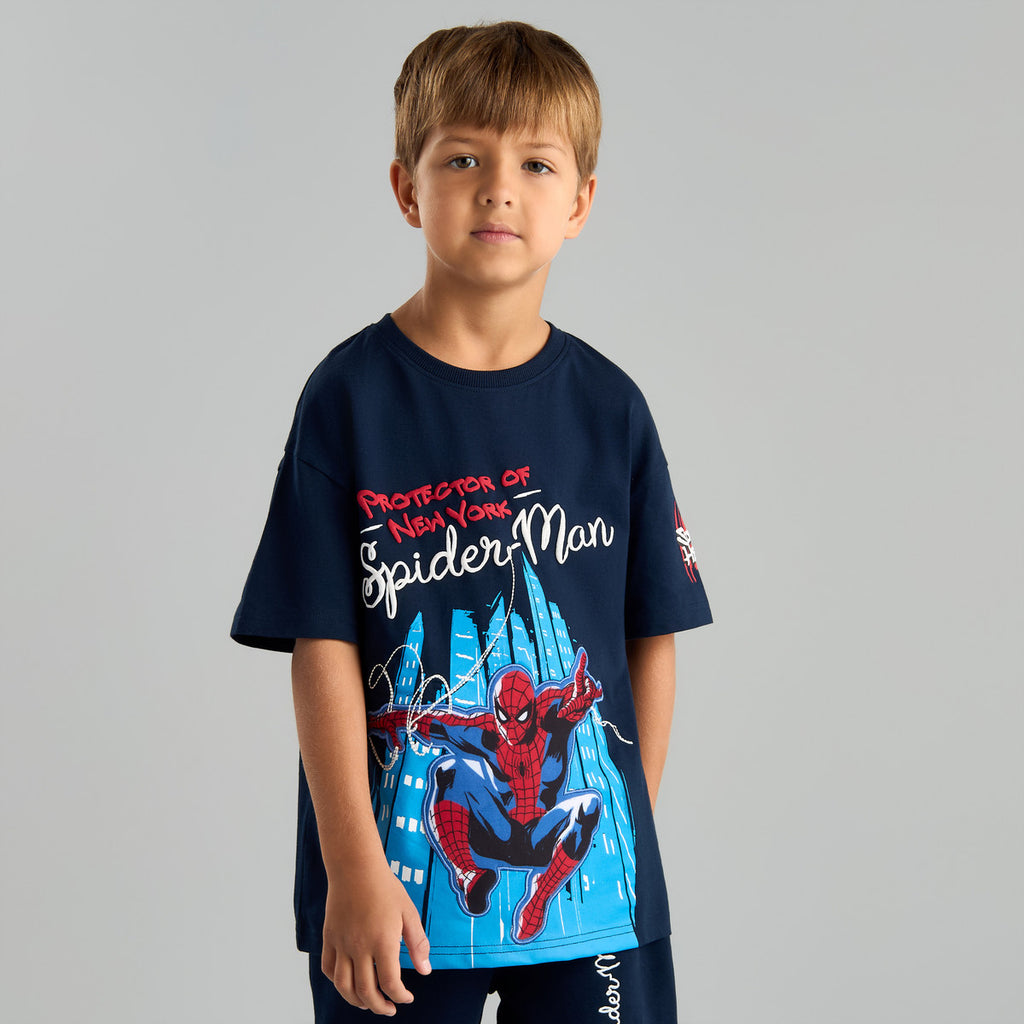 Boys Spider-Man Graphic Co-ord Set – Navy T-Shirt & Shorts