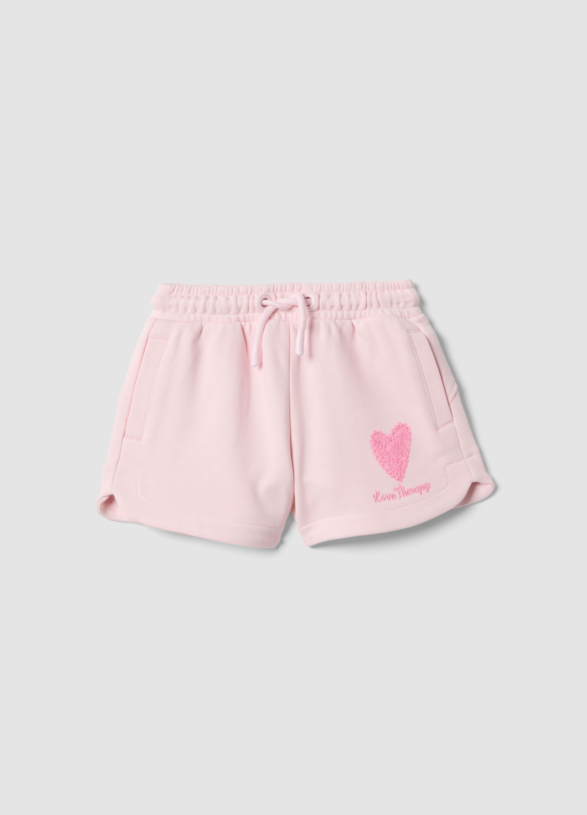 OVS Girls Pink Love Therapy Shorts – Soft Cotton Comfort