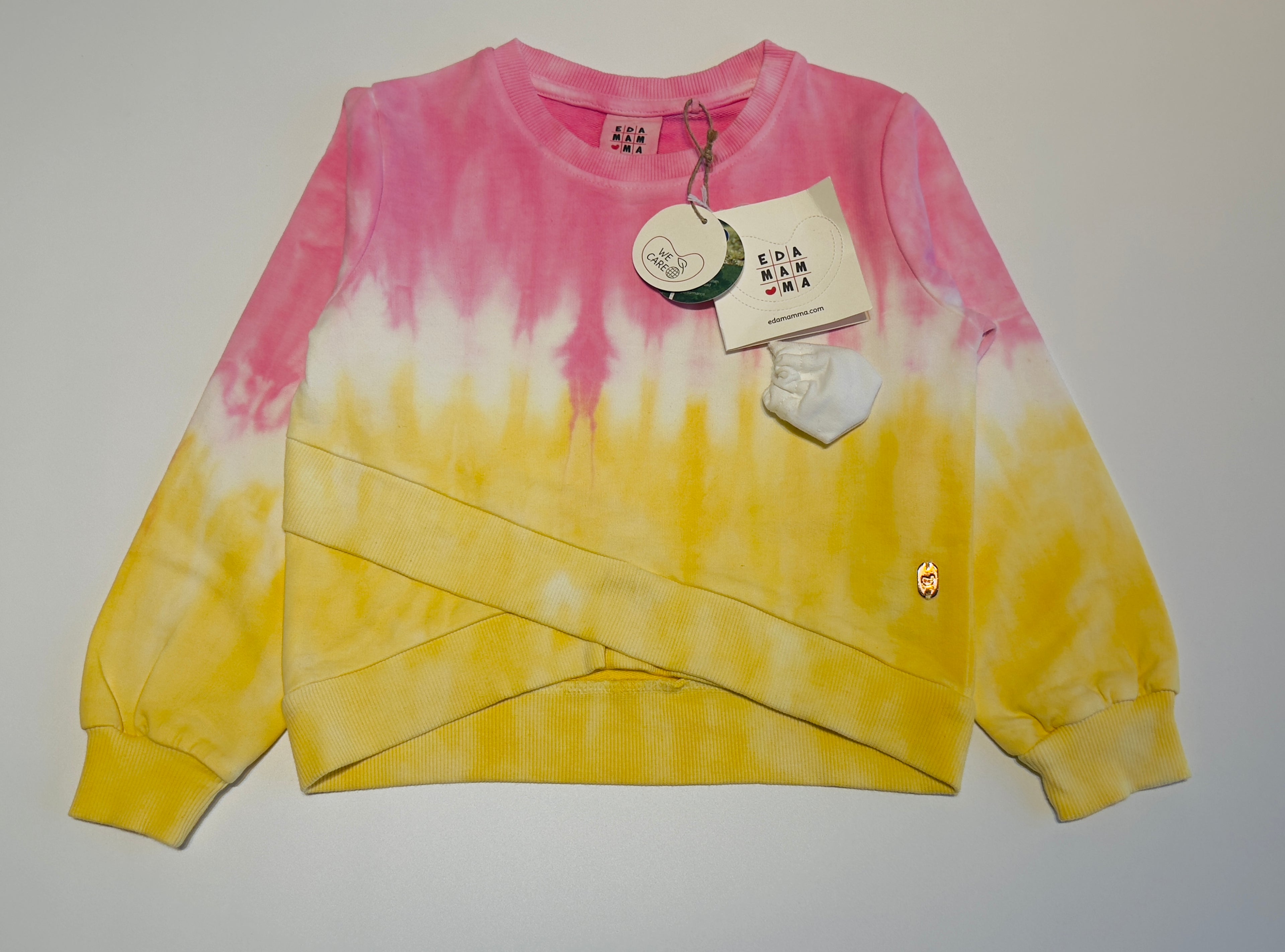 Edmama Pink–Yellow Tie-Dye Girls Sweatshirt