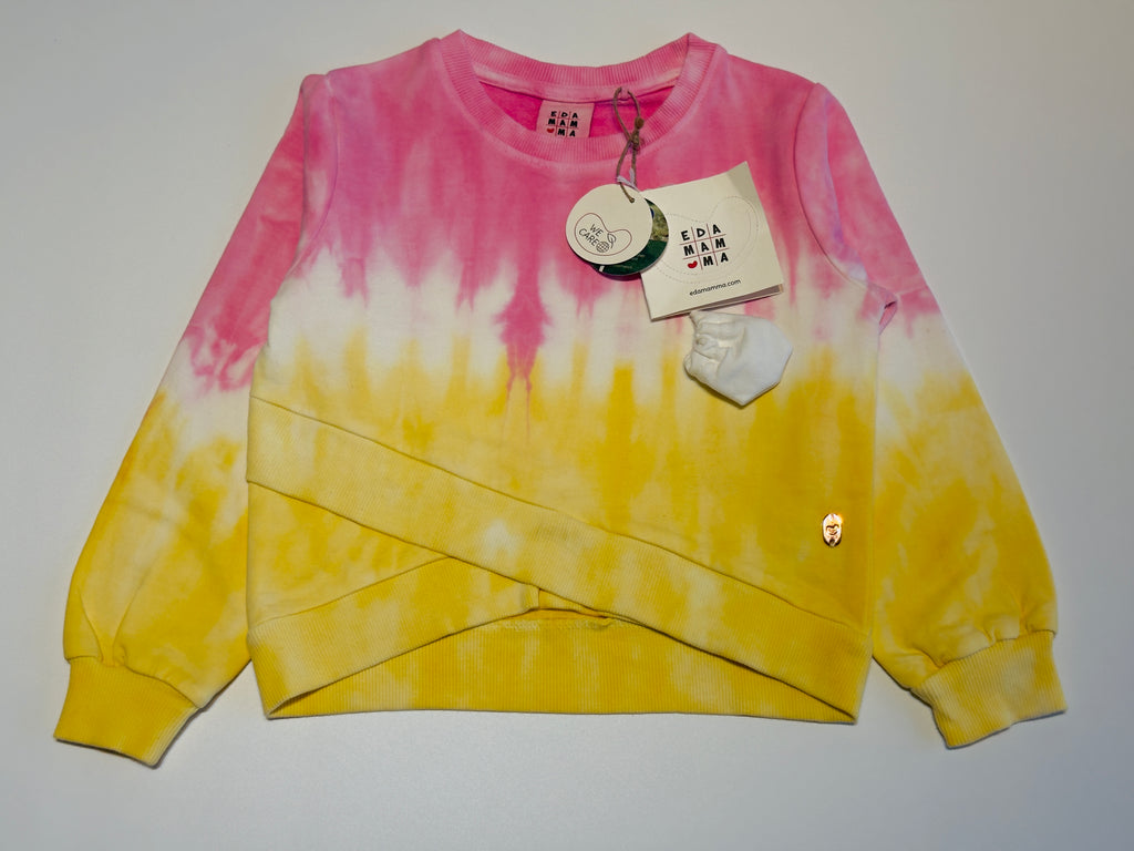 Edmama Pink–Yellow Tie-Dye Girls Sweatshirt