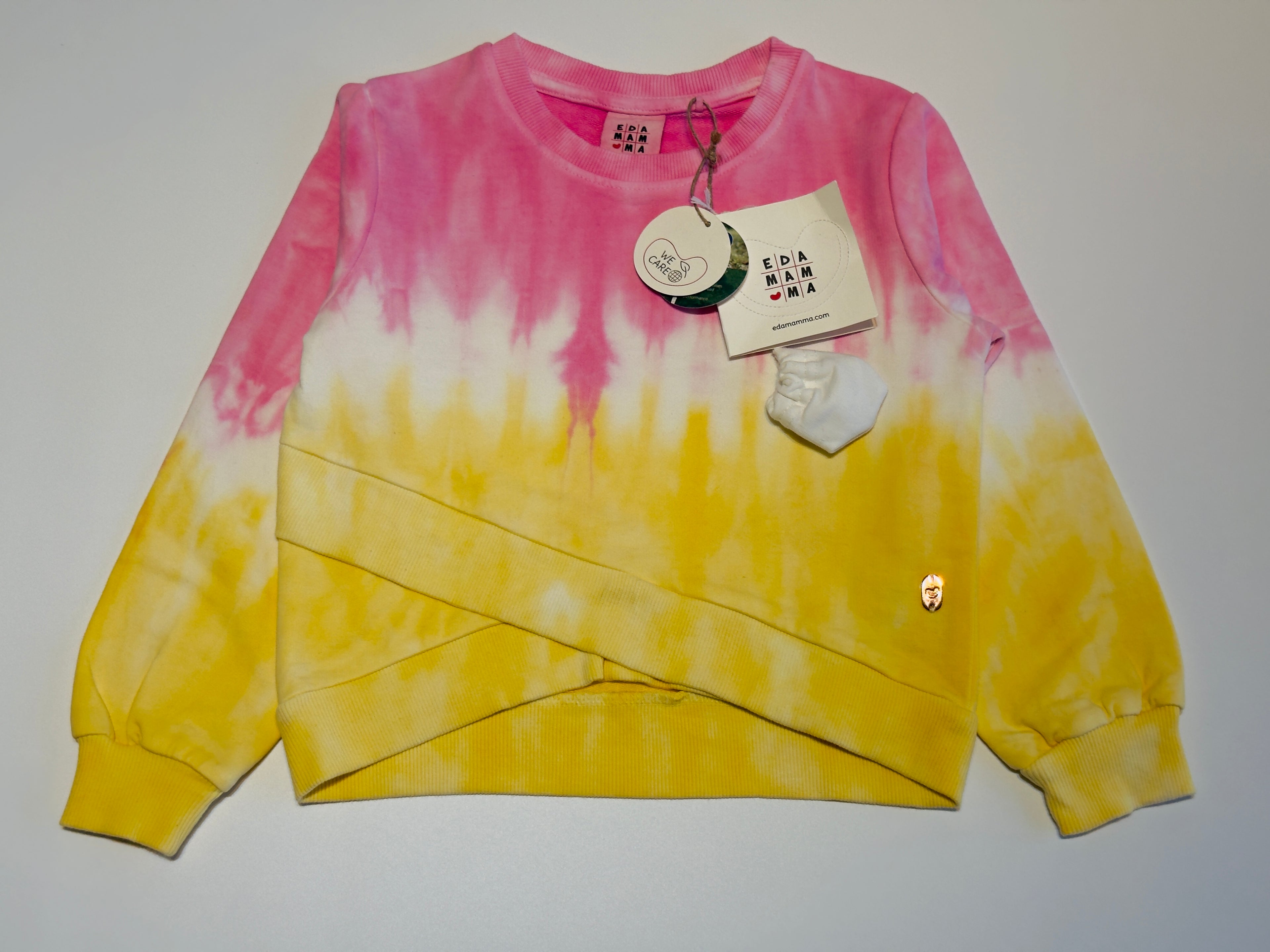 Edmama Pink–Yellow Tie-Dye Girls Sweatshirt