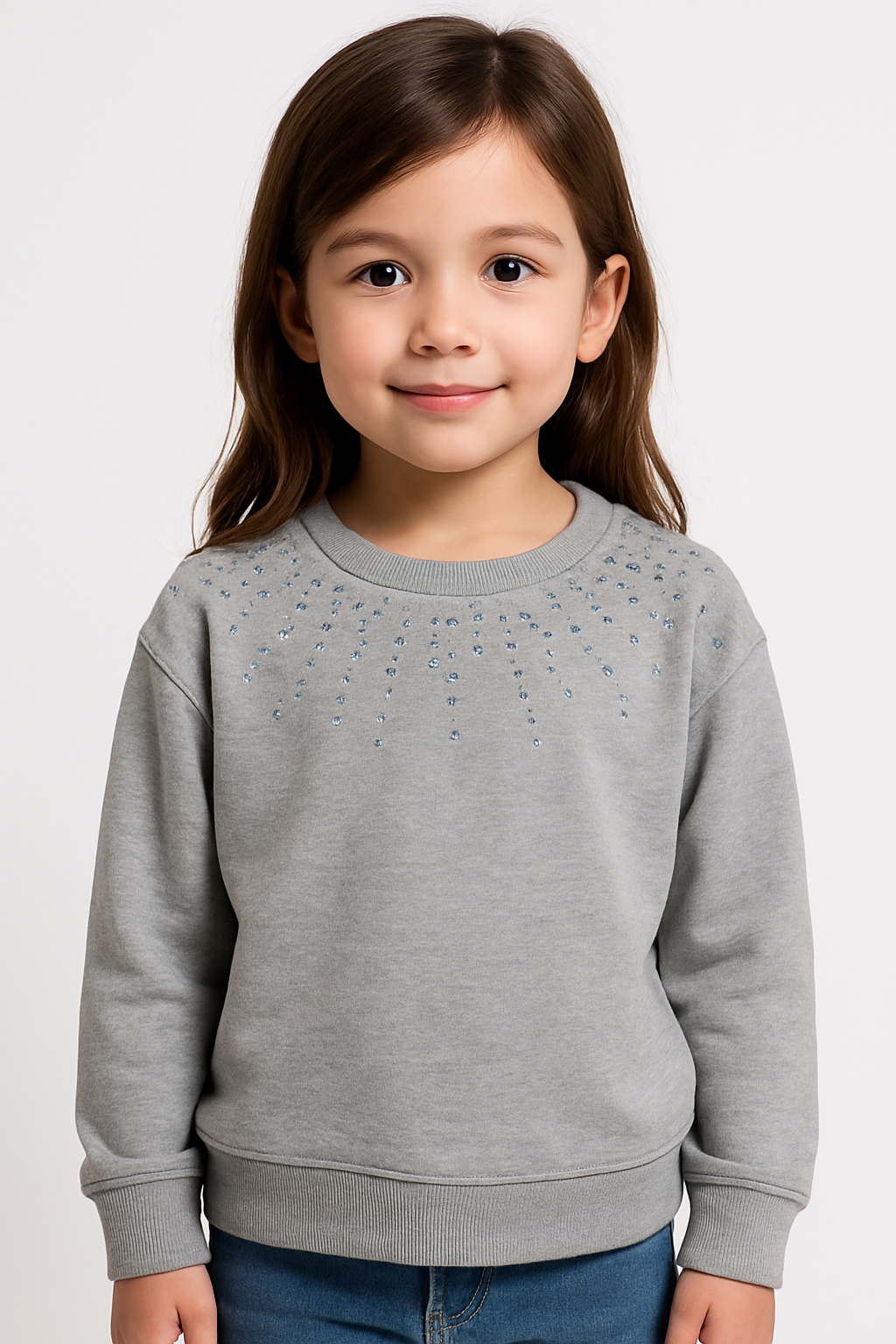 Embellished Grey Girls Sweatshirt
