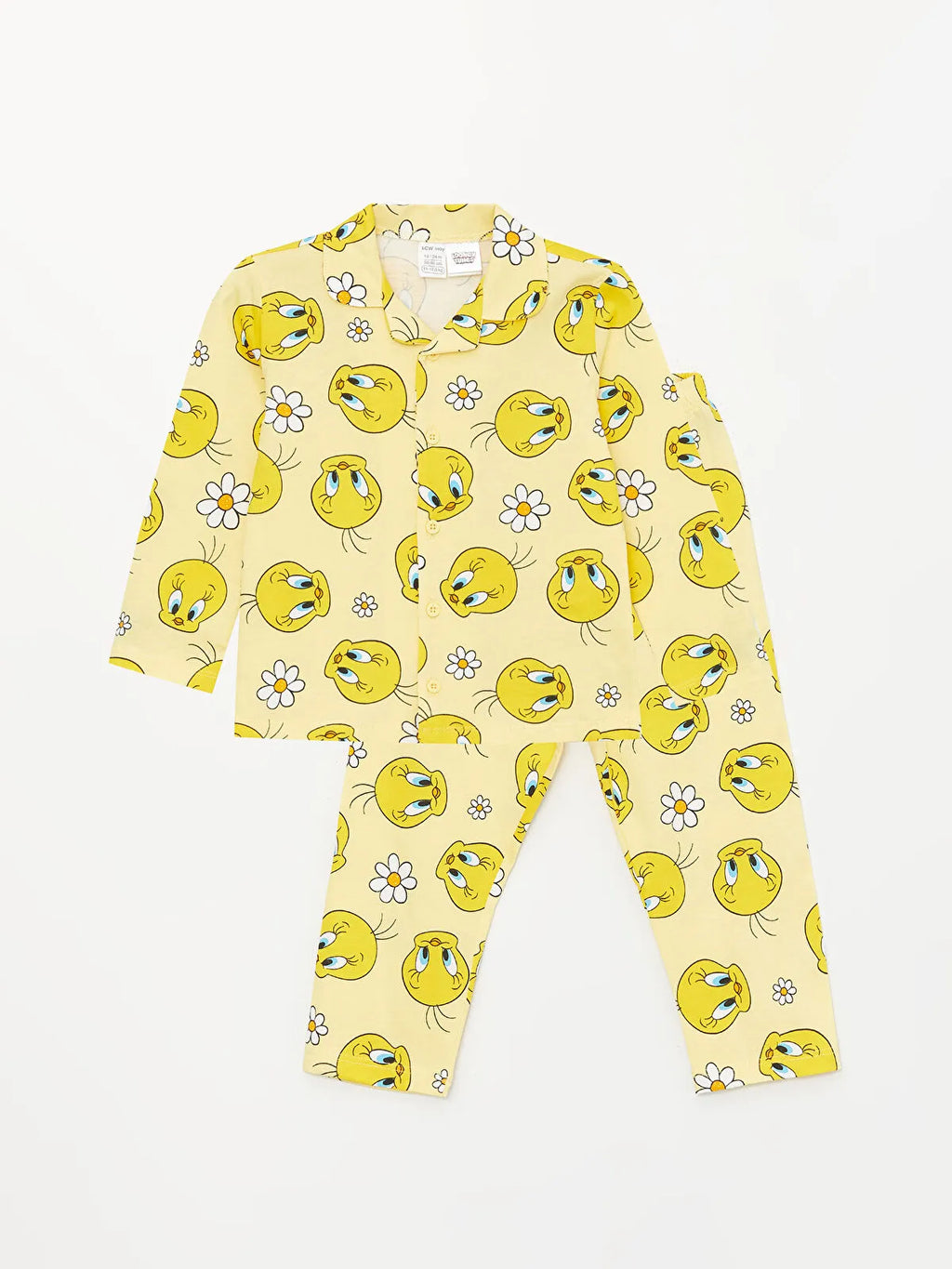 💛 Tweety Print Unisex Night-suit – Yellow (Shirt & Pant)