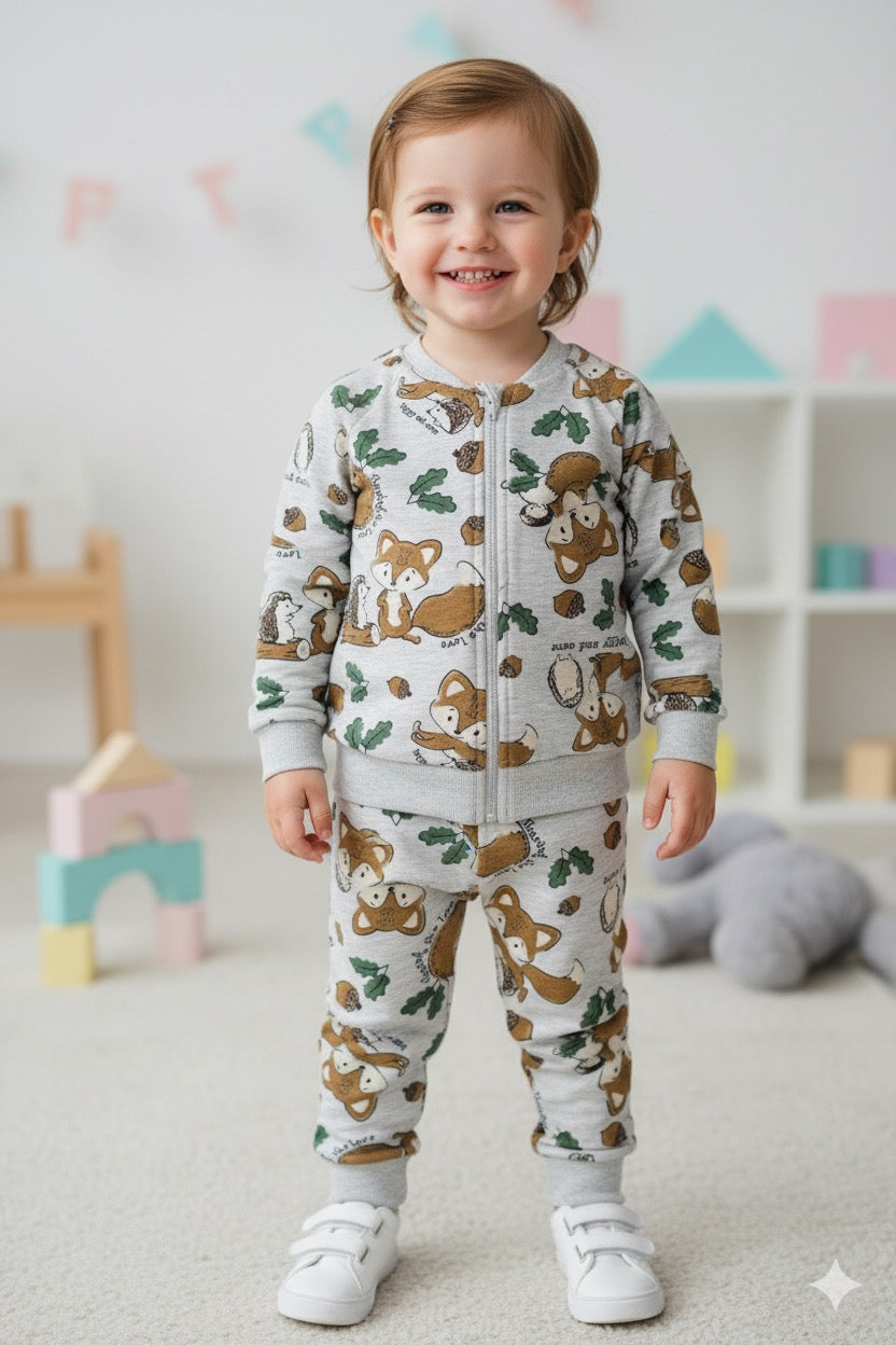 Unisex Bear Print Kids Tracksuit Set