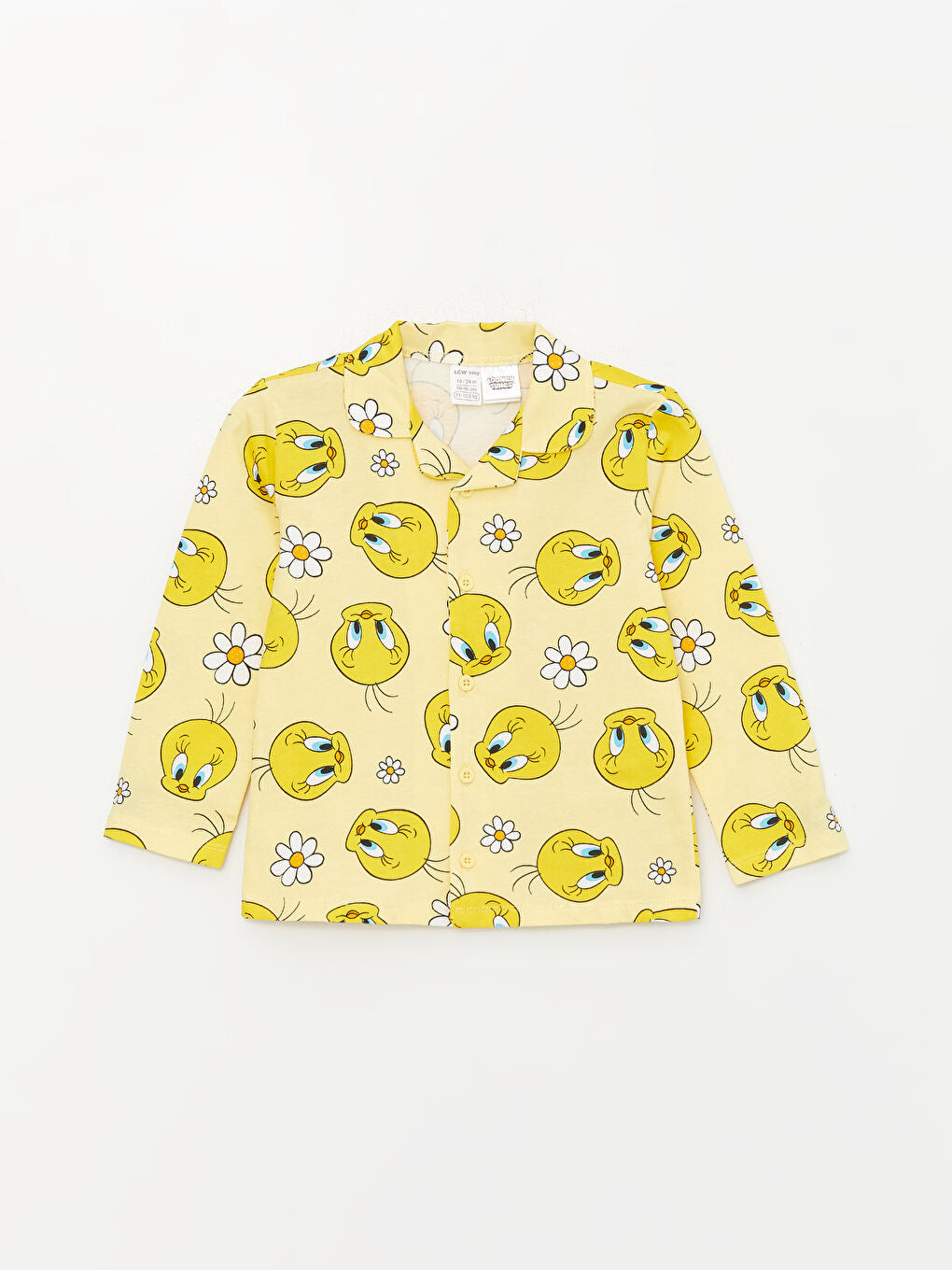 💛 Tweety Print Unisex Night-suit – Yellow (Shirt & Pant)