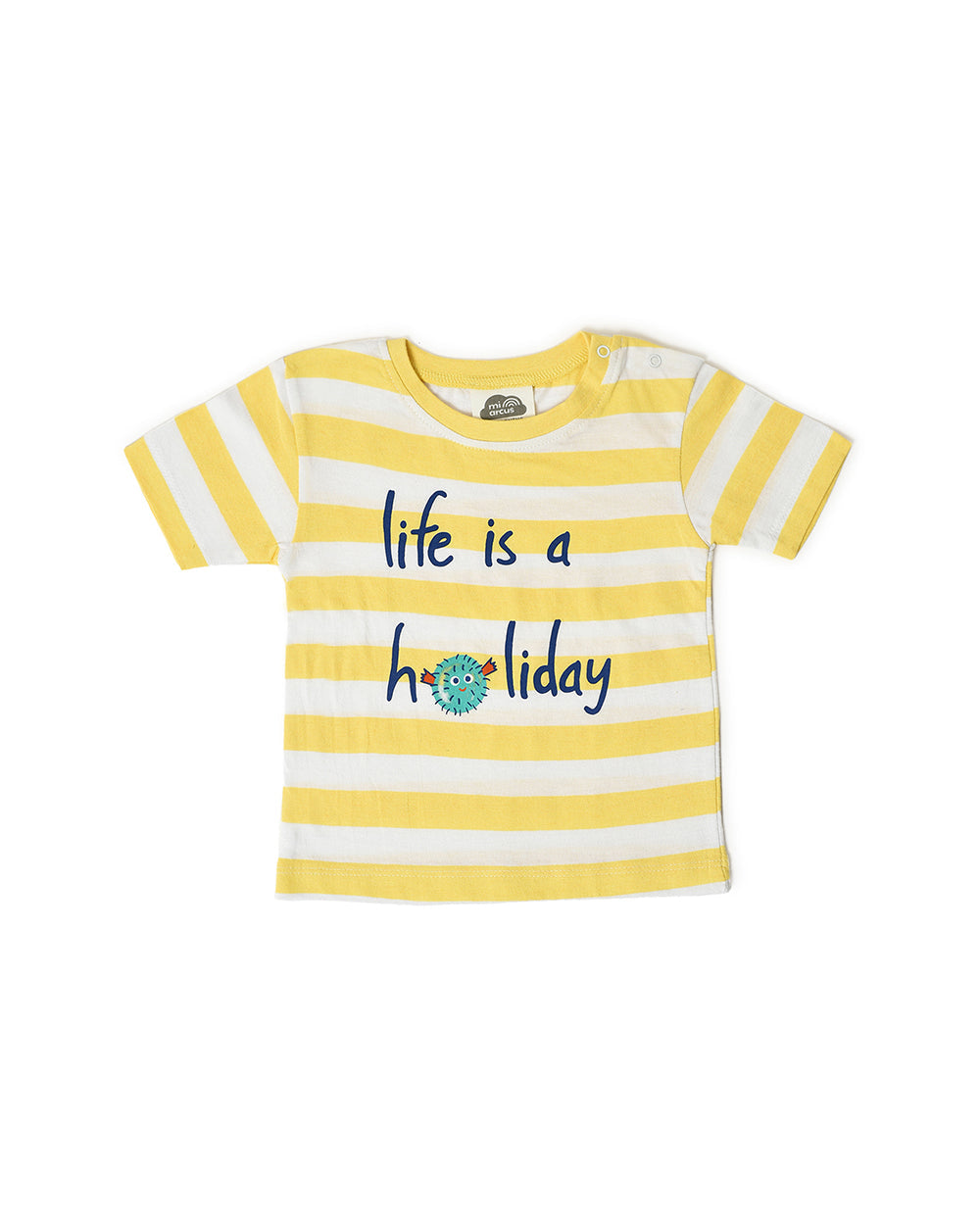 💛 “Life is a Holiday” Baby Boys T-Shirt & Shorts Co-ord Set – Yellow & Navy