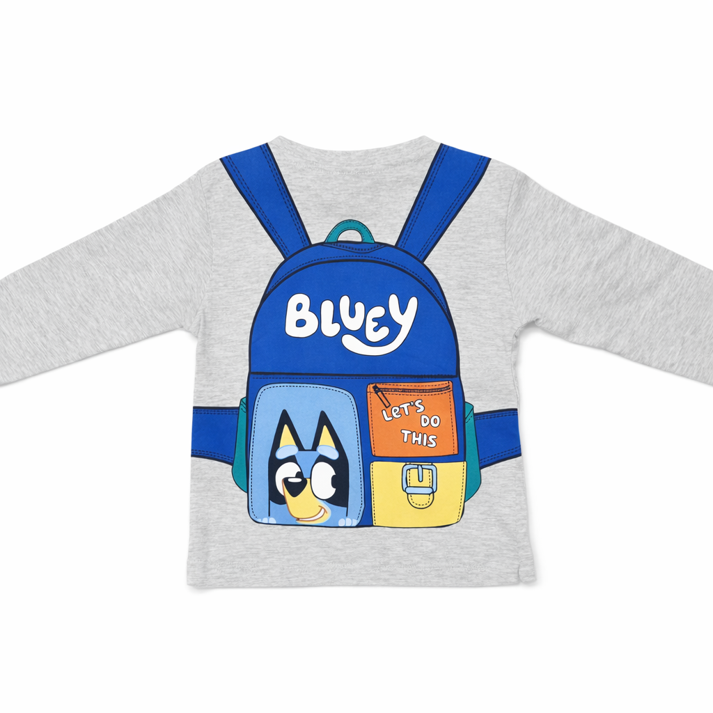 💙 Bluey Backpack Print Unisex Full Sleeve T-Shirt – Grey