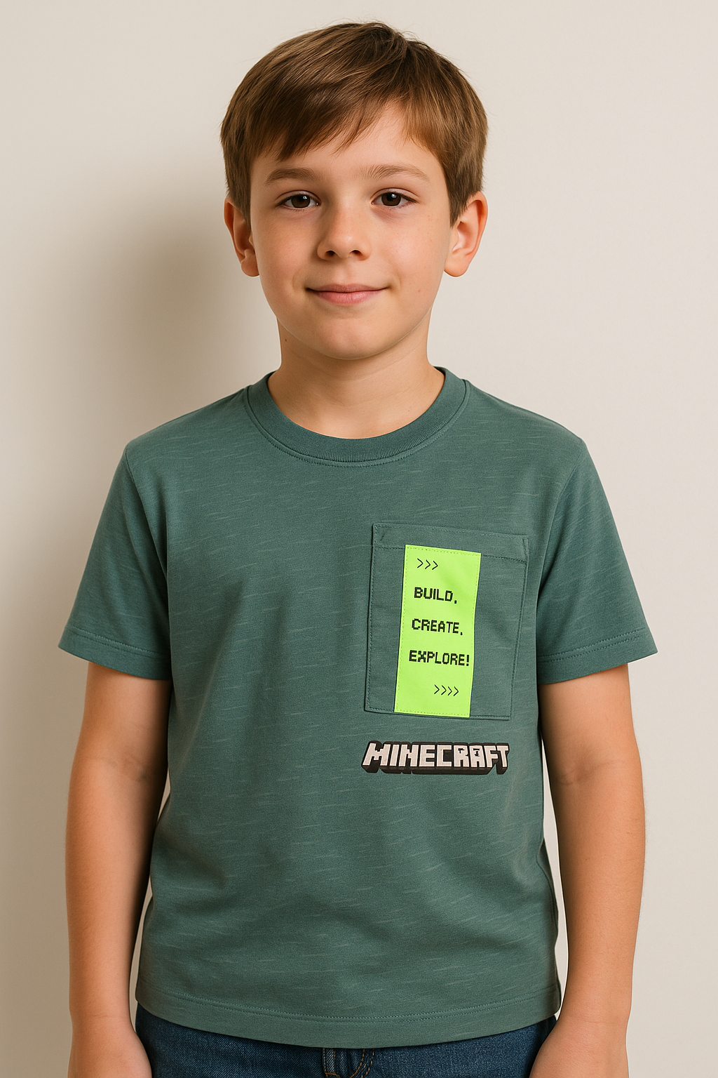 Boys Minecraft Pocket T-Shirt – Build, Create, Explore!
