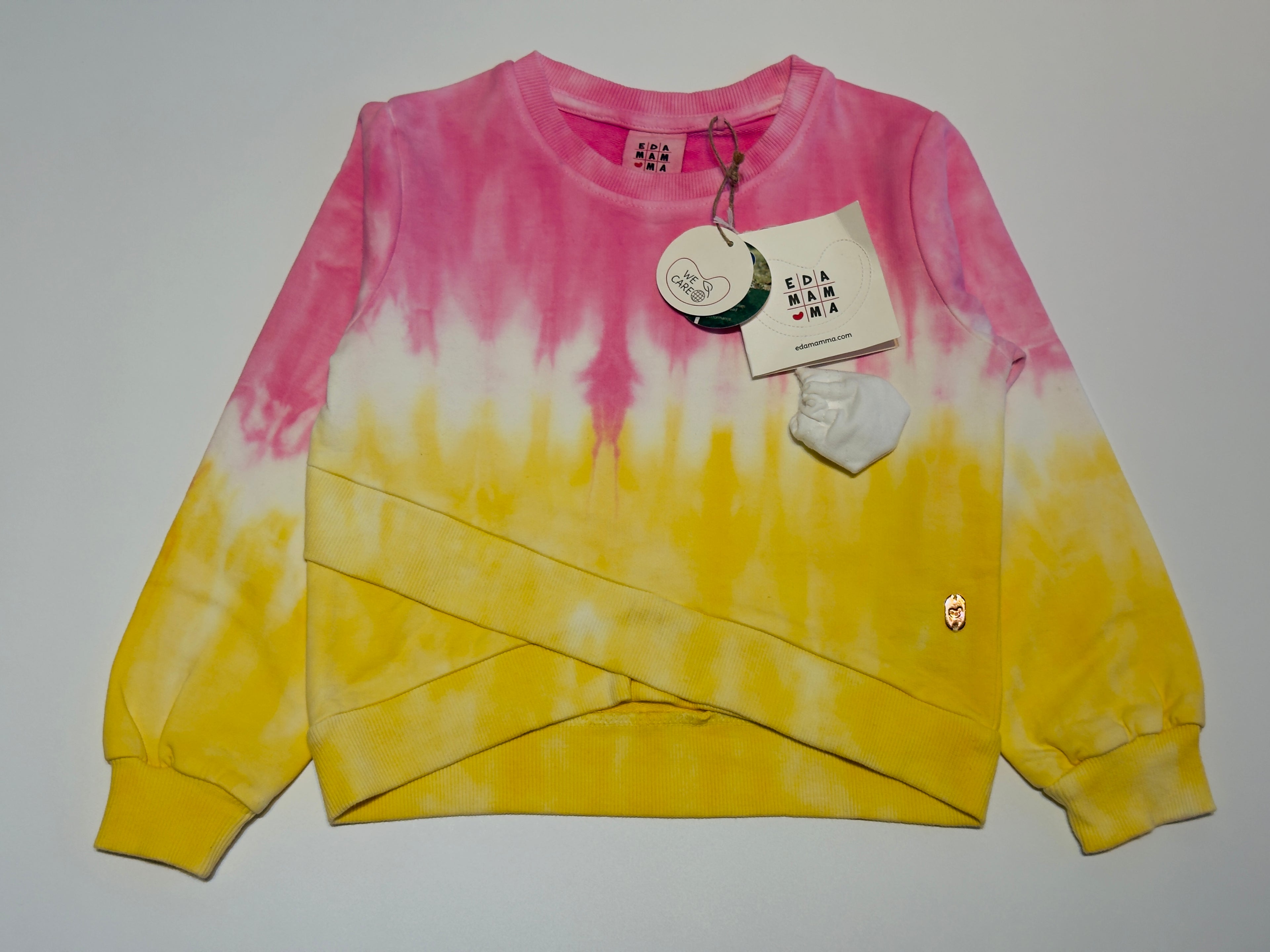 Edmama Pink–Yellow Tie-Dye Girls Sweatshirt