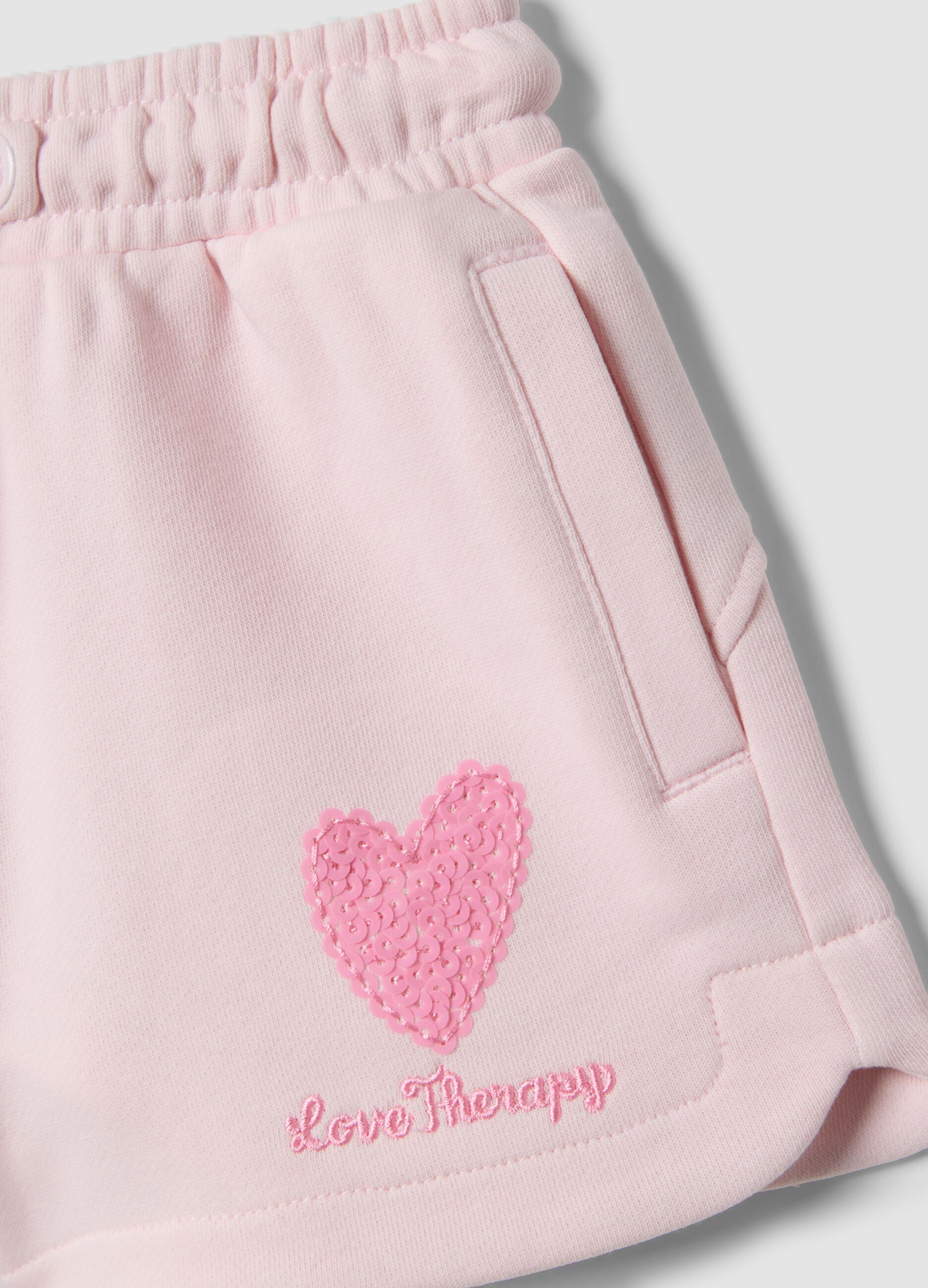 OVS Girls Pink Love Therapy Shorts – Soft Cotton Comfort