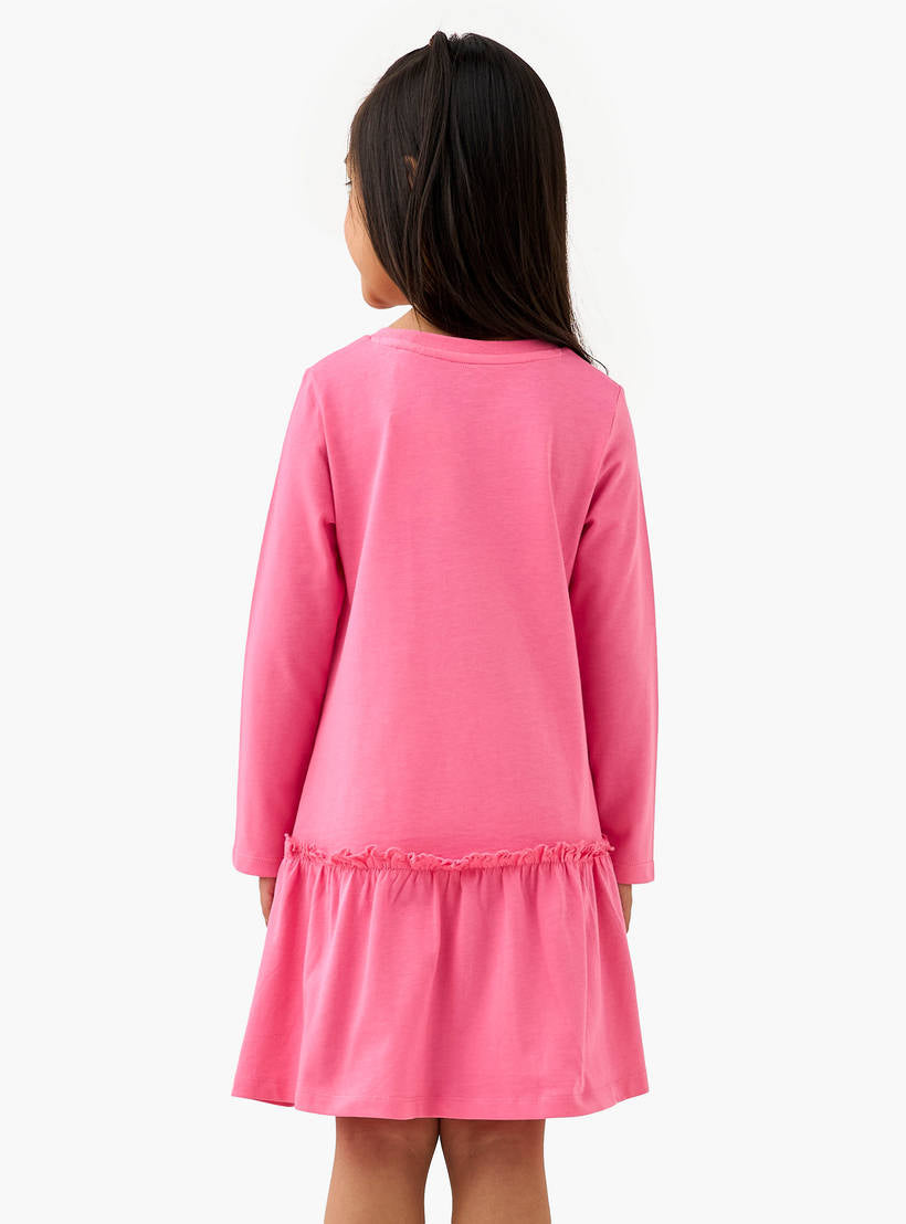 💖 Unicorn Print Girls Dress – Pink