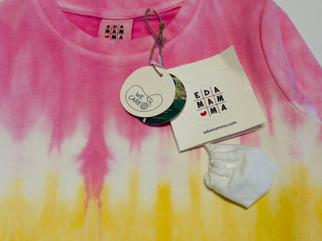 Edmama Pink–Yellow Tie-Dye Girls Sweatshirt