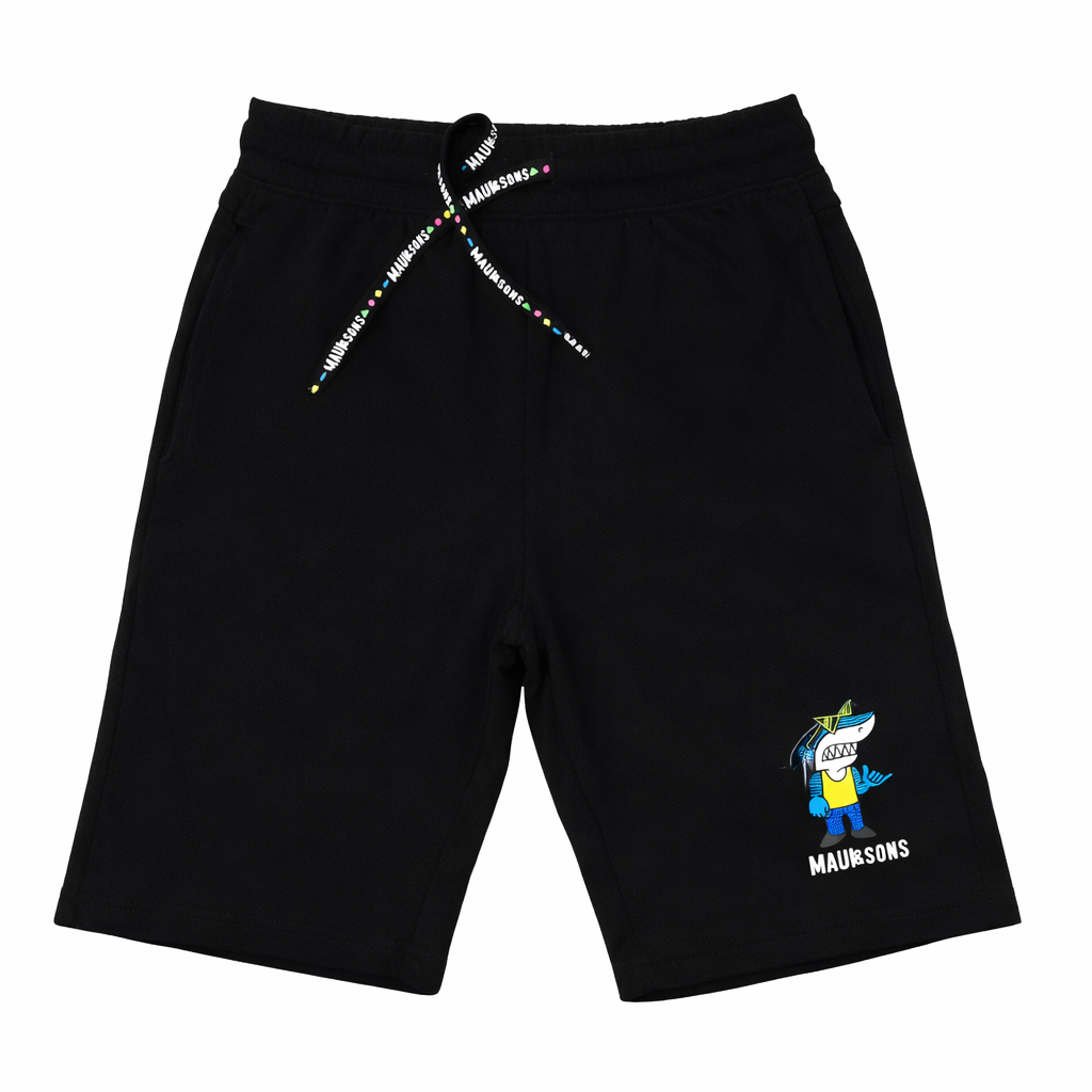 🖤 Boys Graphic Cotton Shorts – Black