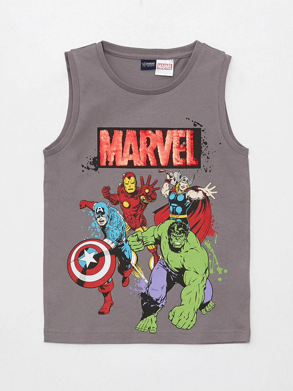 Boys Marvel Sleeveless T-Shirt – Grey Graphic Vest