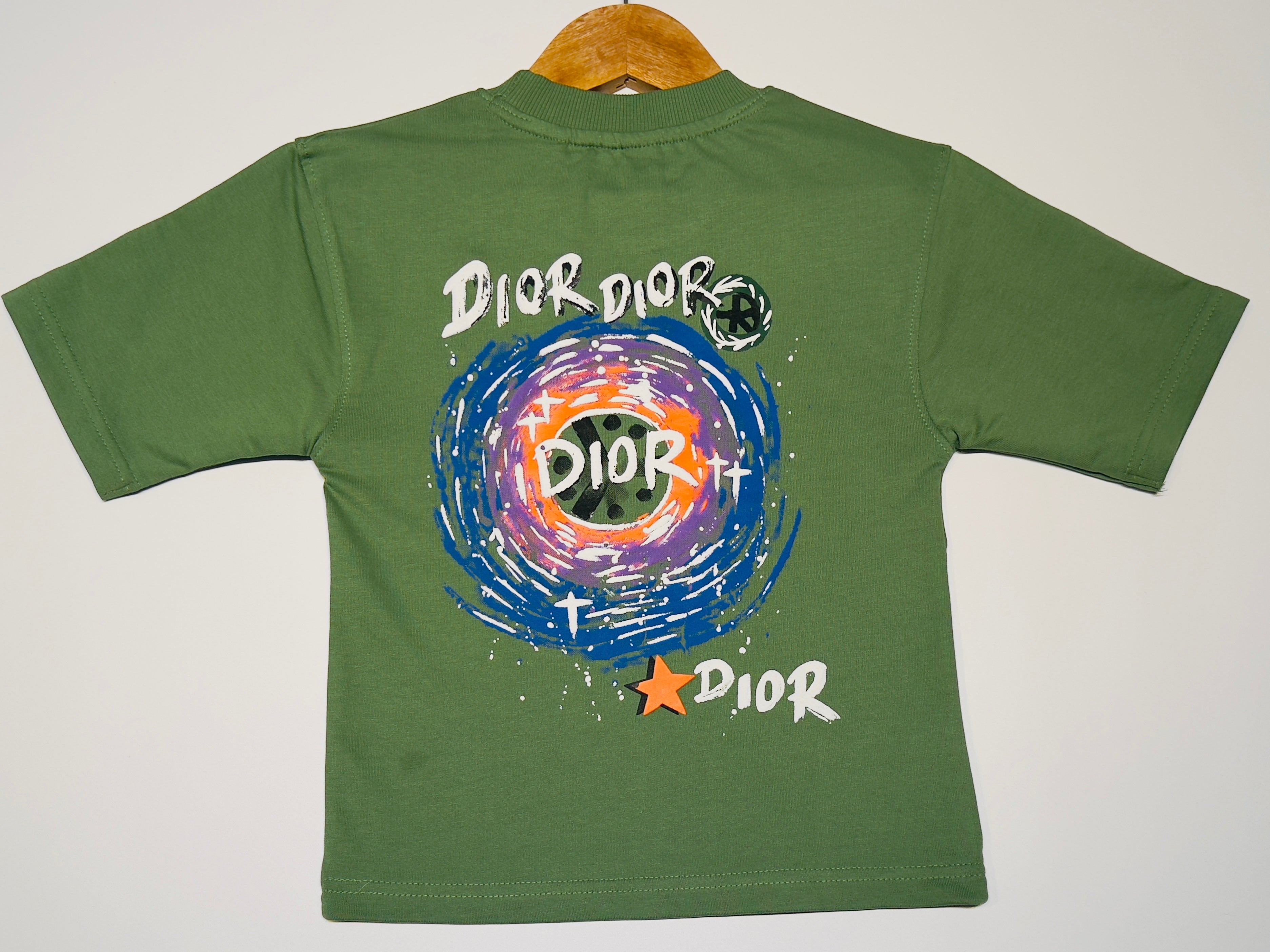 Boys Premium Graphic Cotton T-Shirt – Green (Front & Back Print)