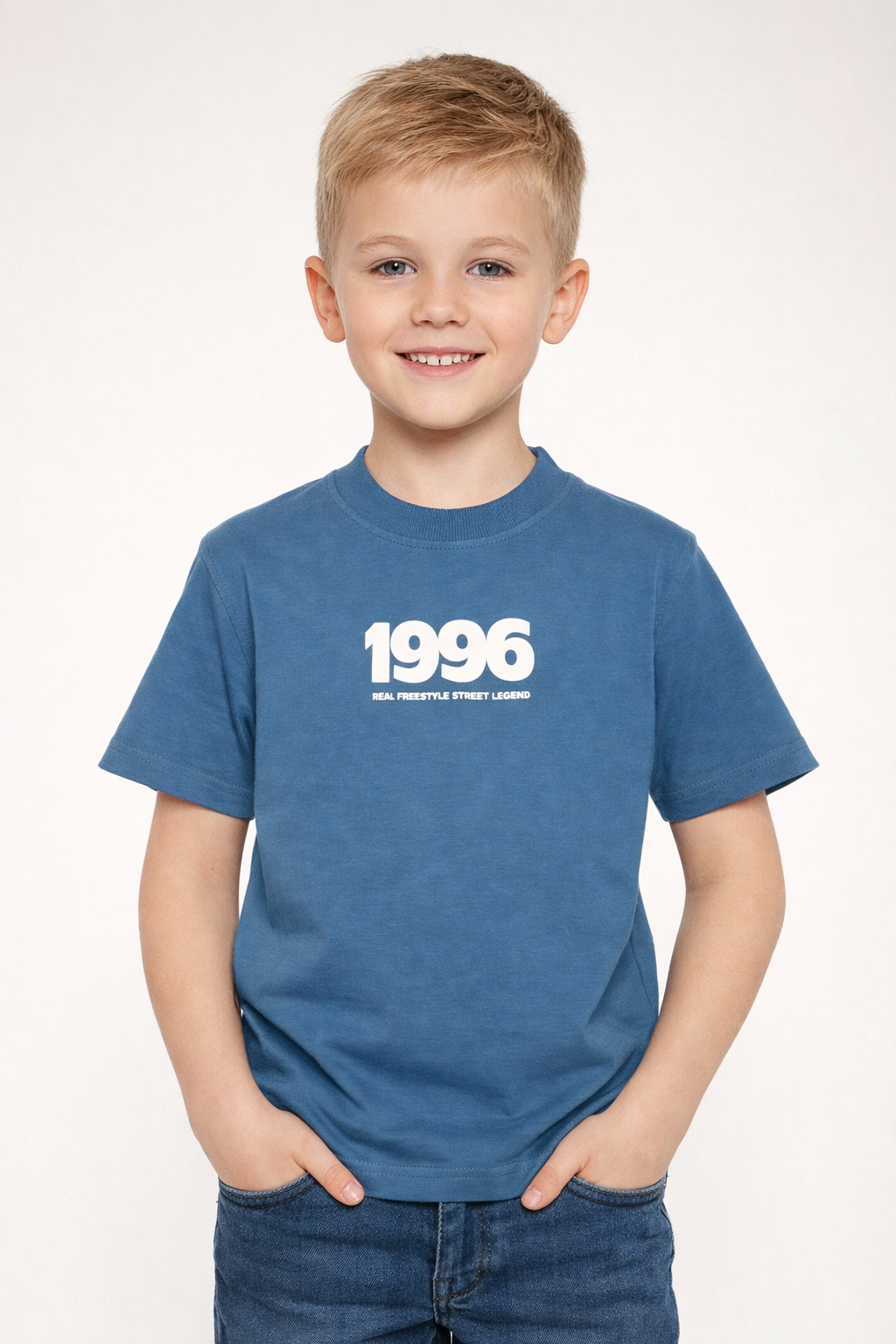 Boys Premium Graphic T-Shirt – Blue (Front & Back Print)