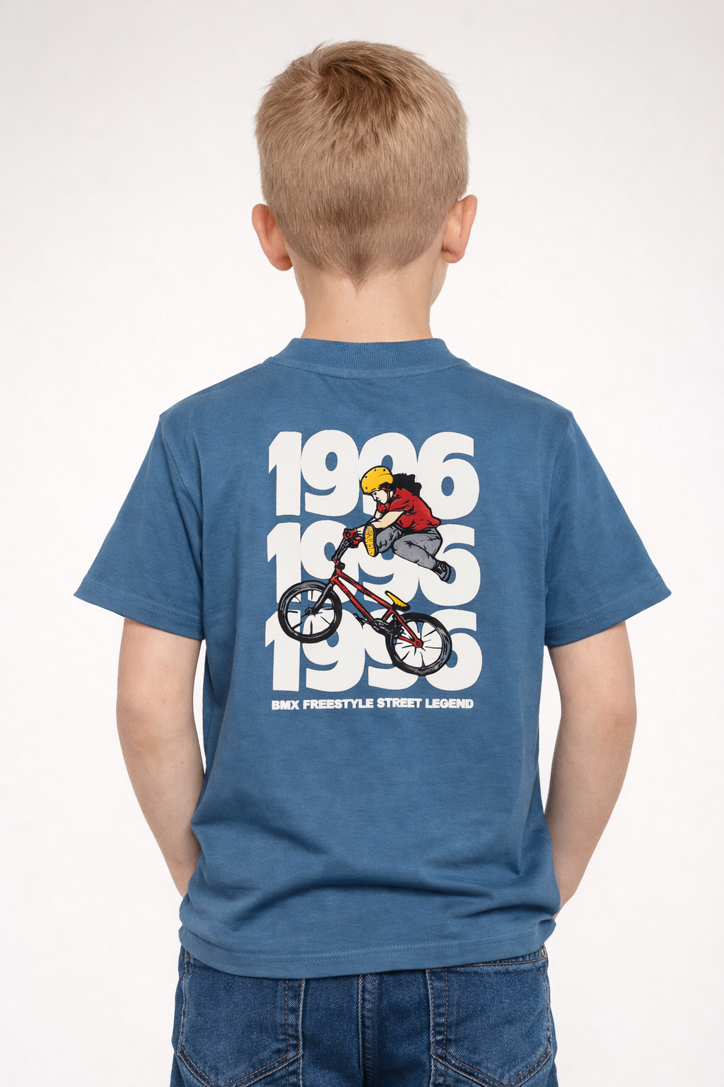 Boys Premium Graphic T-Shirt – Blue (Front & Back Print)