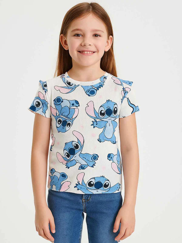 Disney Stitch All-Over Print Girls T-Shirt 💙
