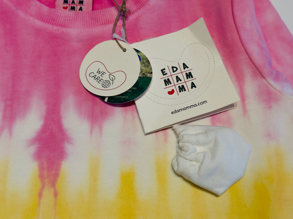 Edmama Pink–Yellow Tie-Dye Girls Sweatshirt