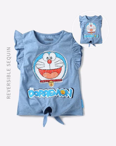 Doraemon Girls Sequin Top