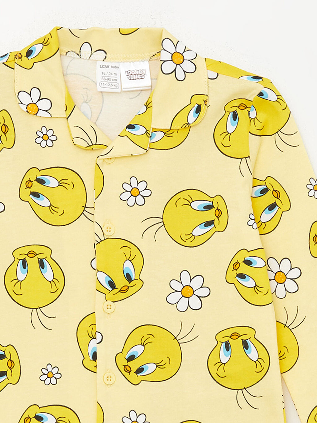 💛 Tweety Print Unisex Night-suit – Yellow (Shirt & Pant)