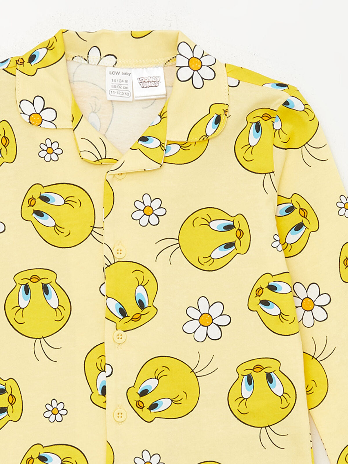 💛 Tweety Print Unisex Night-suit – Yellow (Shirt & Pant)