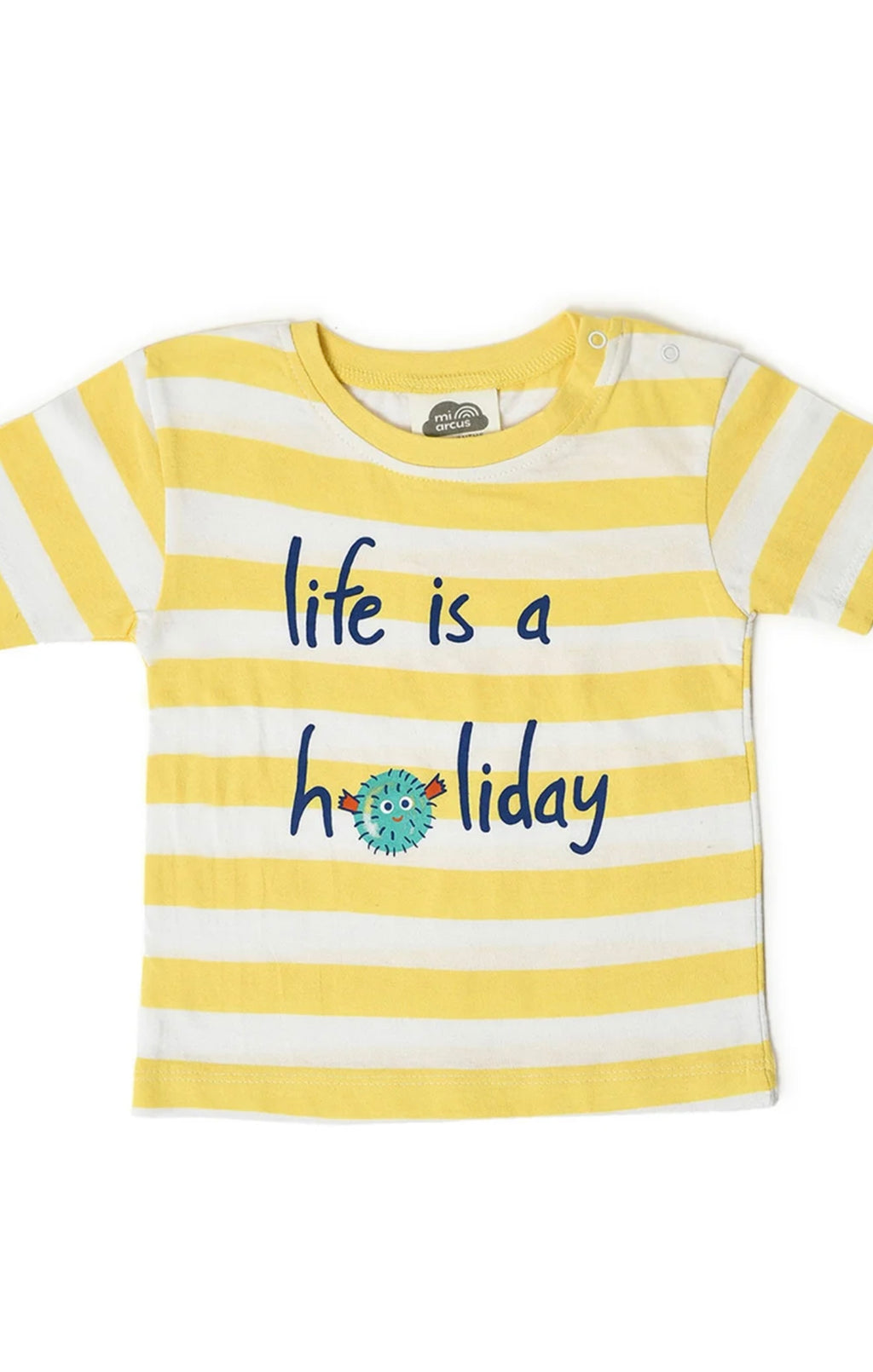 💛 “Life is a Holiday” Baby Boys T-Shirt & Shorts Co-ord Set – Yellow & Navy