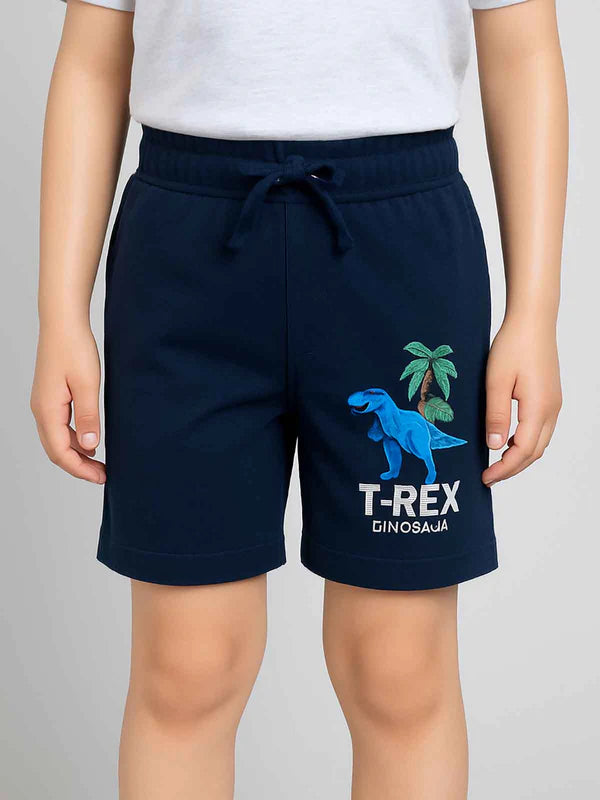 T-Rex Dino Boys Shorts – Navy Blue 🦖